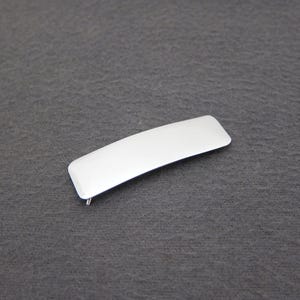1960&#39;s STERLING SILVER vintage hair clip, 2&quot; shiny rectangular barrette, pinch-wire clasp