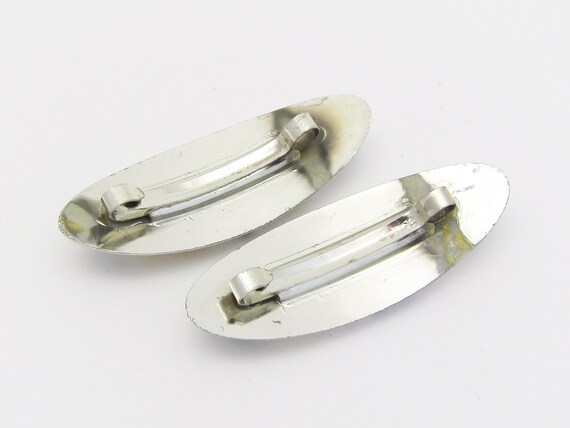 1950's NEMO vintage FLORAL hair clip PAIR, silver… - image 7