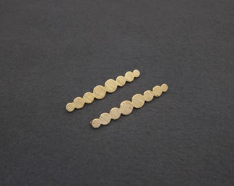 1960-tals vintage hårnålar, 5 cm guldfärgade hårnålar med texturerade cirklar