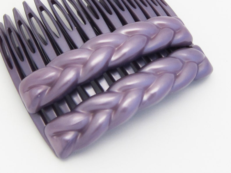 1970's Vintage Side Hair Comb PAIR Pearly Lilac Plastic Etsy