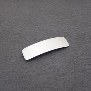 1930&#39;s STERLING SILVER vintage barrette, 1.9&quot; shiny rectangular hair clip, pinch-wire clasp