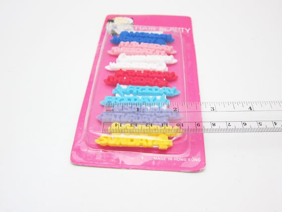 1980's Vintage Day of the WEEK Girls' Barrettes, 1.9