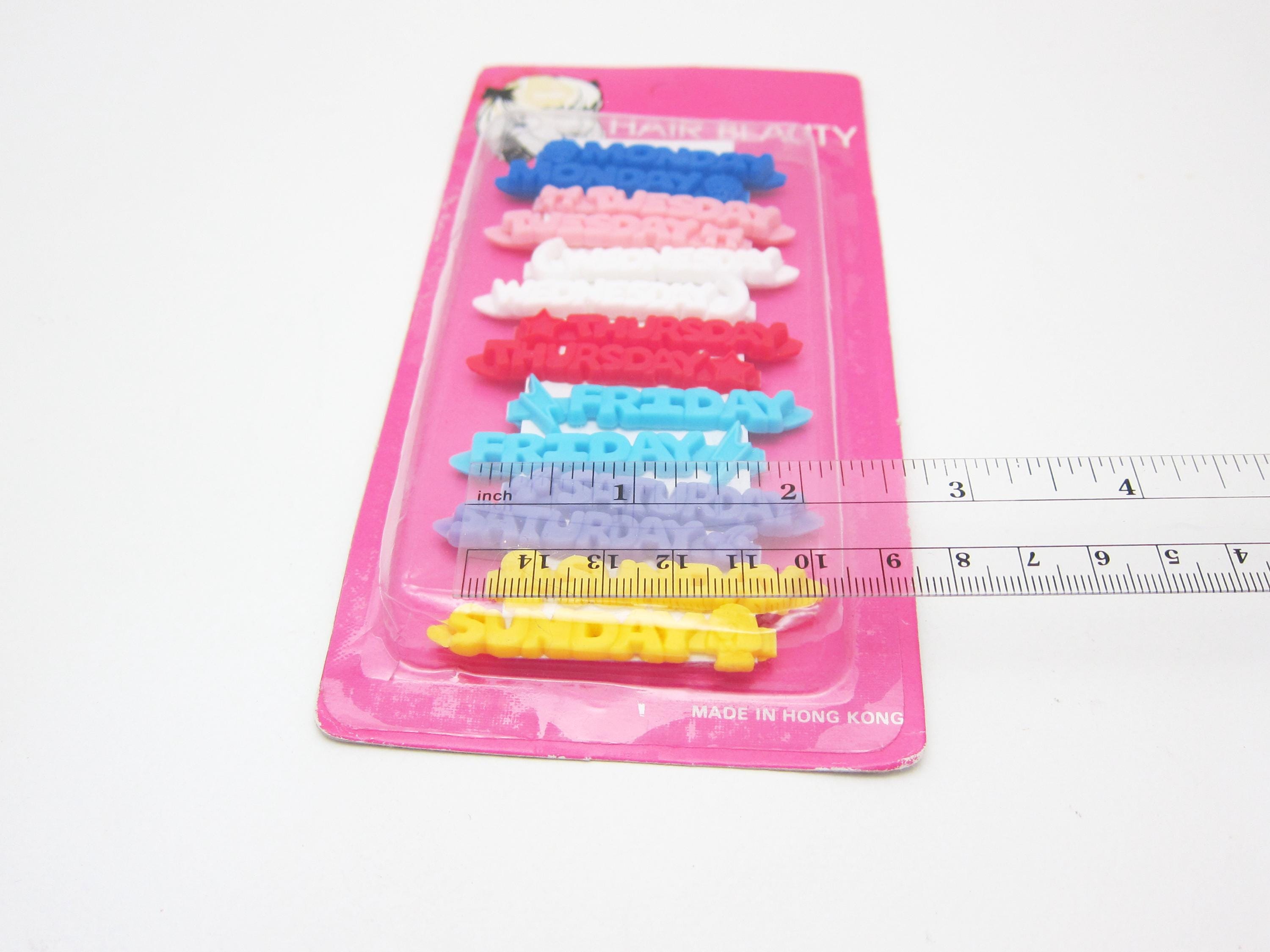 1980's Vintage Day of the WEEK Girls' Barrettes, 1.9