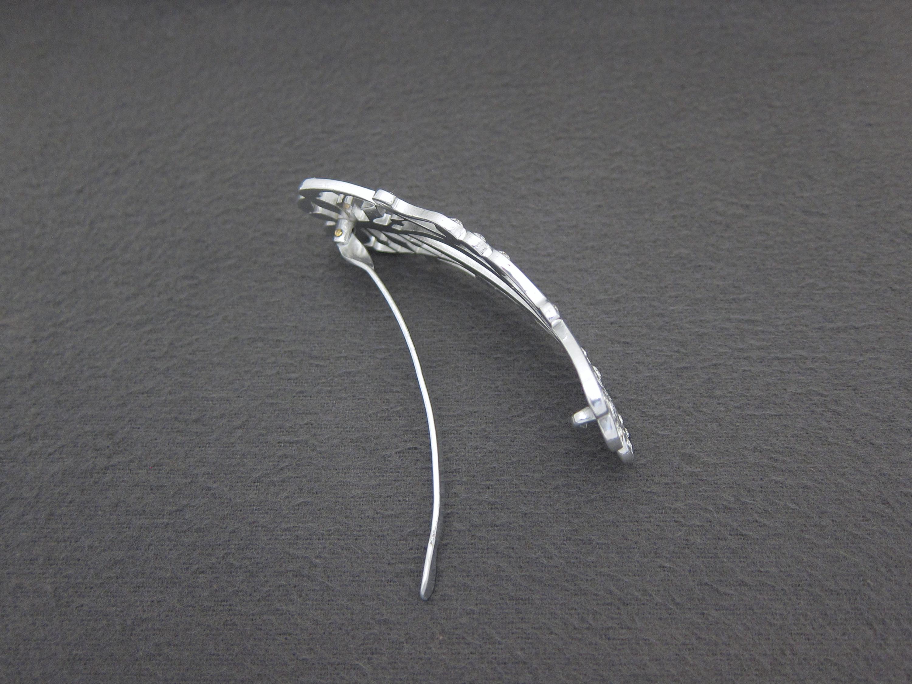 1910年代のアールヌーボー時代のアンティークヘアクリップ、3.3インチ