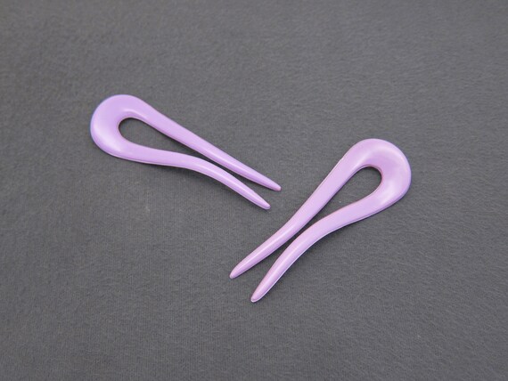 SMALL 1980's vintage hair pick PAIR, 3.4" lavender