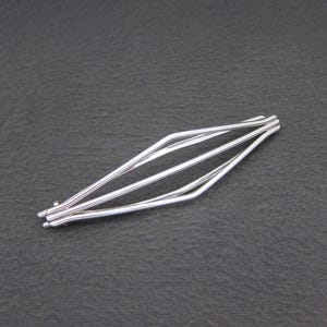 LARGE 1990&#39;s STERLING silver vintage hair clip, 3.4&quot; GEOMETRIC minimalist barrette w/ pinch wire clasp
