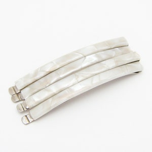 KARINA 1980's vintage bobby pins, 2.3 pearlescent ecru white hair pins, set of 4, new-old-stock, made in FRANCE image 5