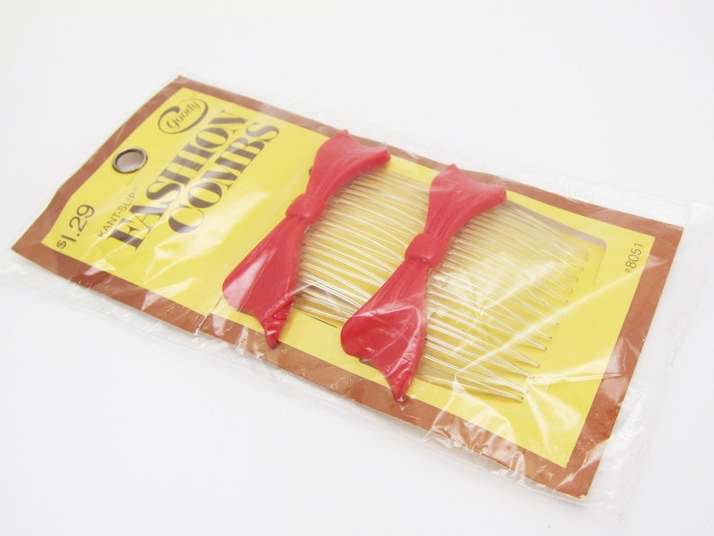 1970's GOODY Vintage Side Hair Comb PAIR Red Plastic Etsy