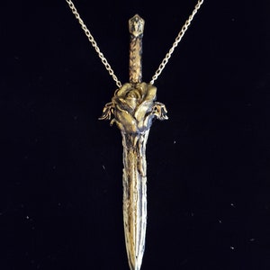Feminine rose sword necklace! Feel strong and delicate at the same time!   Empowering and powerful sword pendant. Beautiful gift!