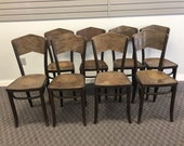 8 Vintage Bentwood BISTRO CHAIR SET Thonet ice cream parlor art deco mid century modern wood retro dining lot