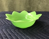 Vintage Fenton 9 quot JADEITE Lotus Bowl green jadite candy dish flower art deco mid century 40s jadeite green shade boudoir bedside small
