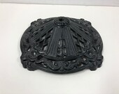 Vintage LAMP BASE solid heavy victorian cast iron ornate floor art nouveau 30s 40s repair round light antique architectural salvage black