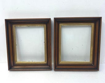 Victorian Carved Wood Picture Frame Pair Deep Gold Trim Fits 8x10 vintage set