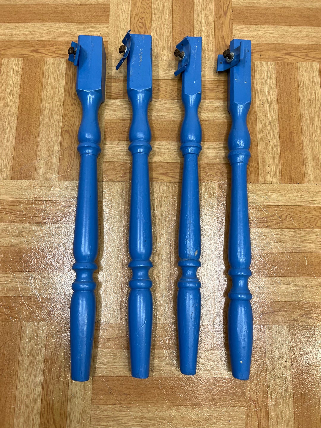 Vintage TABLE LEGS Country Set Wood Wooden Shabby Rustic Blue Etsy