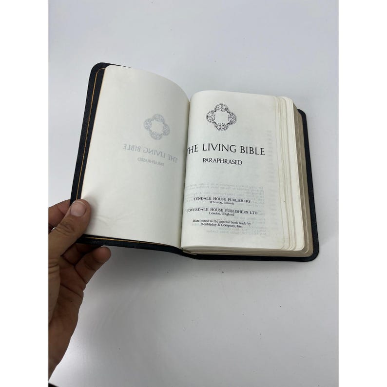 The Living Bible Paraphrased 1971 Tyndale House Black Cowhide Leather Binding zdjęcie 7