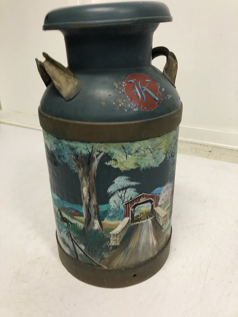 Vintage Metal Milk Can HAND PAINTED 10 Gallon Hershey Etsy