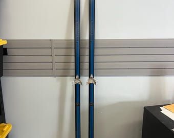 Vintage SNOW SKIS Cross Country Pair wall art cabin decor set man cave blue 80s laminate loft