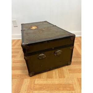 Vintage Military FOOT LOCKER Trunk chest storage green box army US soldier field image 4