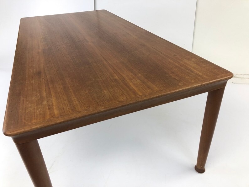 Mid Century Modern TEAK COFFEE TABLE vintage surfboard eames era wood wooden solid signed danish 50s 60s Vejle Stole Denmark