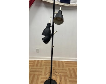 Vintage FLOOR LAMP mid century modern light metal black Gerald Thurston 50s 60s