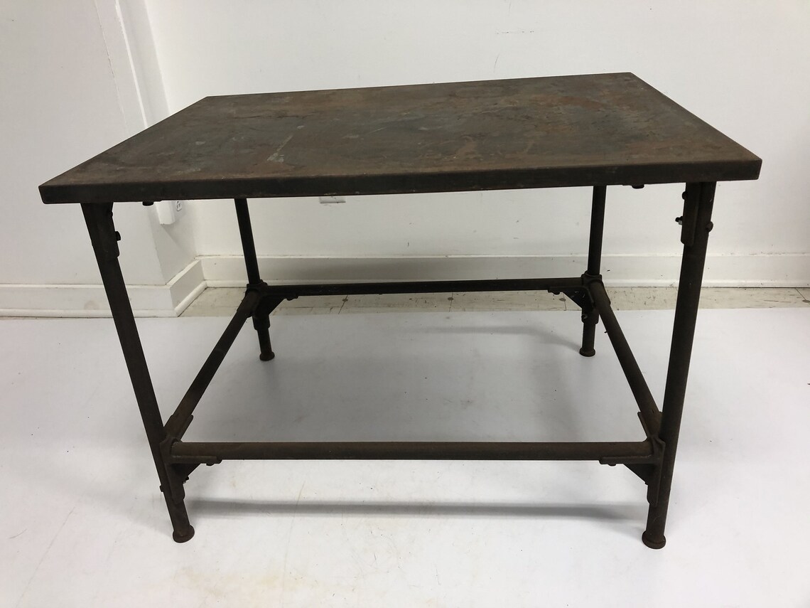 Vintage METAL WORK TABLE steel industrial stand man cave Etsy