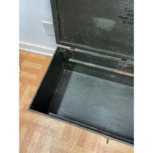 Vintage Military FOOT LOCKER Wood Trunk chest storage green box army US soldier afbeelding 17