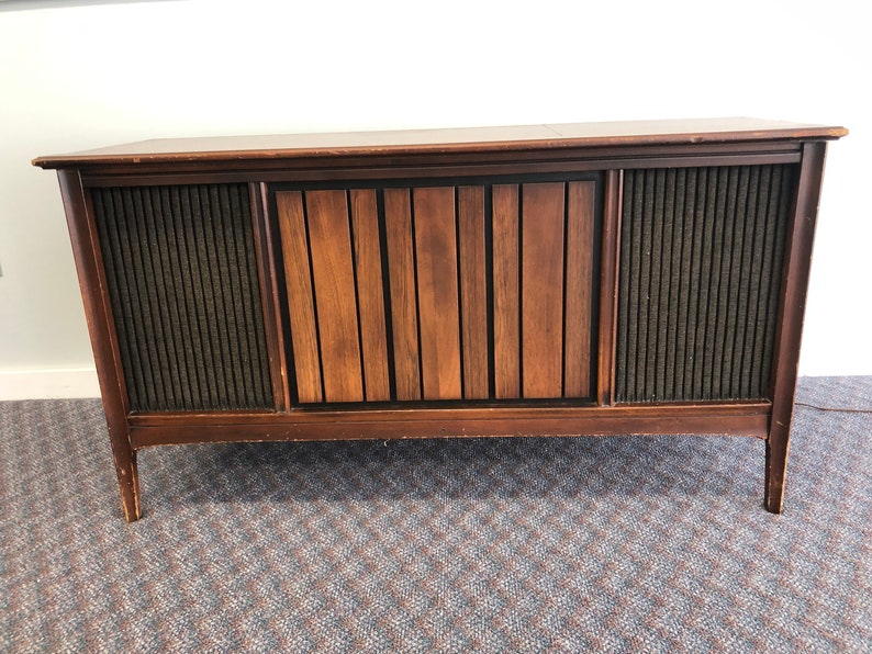 Vintage Danish Modern Record Console Credenza Radio Mid Etsy