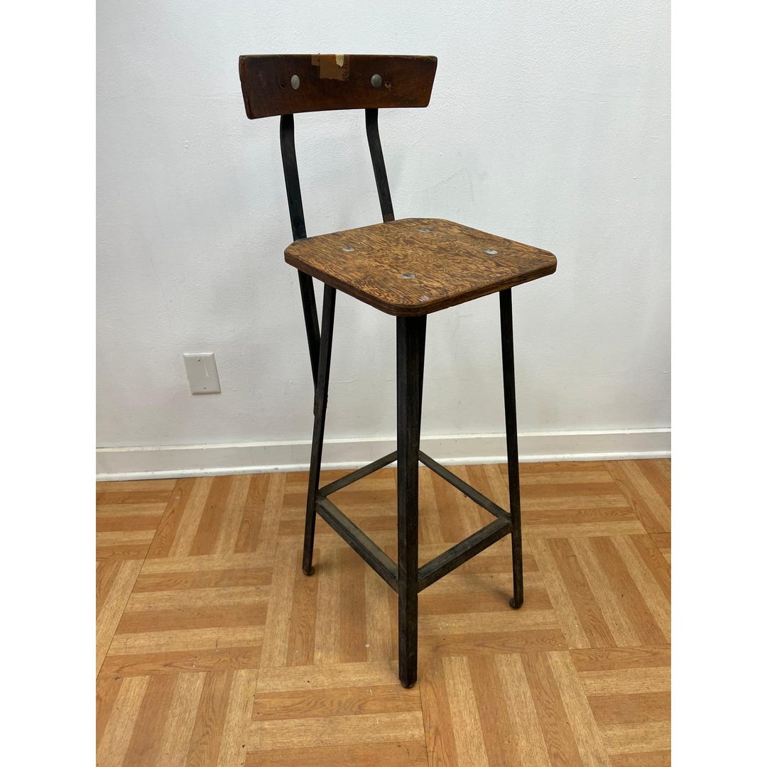 Vintage Industrial Metal Drafting Stool Steampunk Steel Shop Chair ...