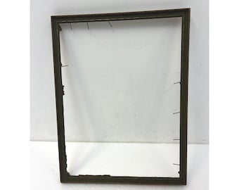 Vintage Art Deco Green Gold Wood Picture Frame 9x12 Nouveau Carved Trim Gilted