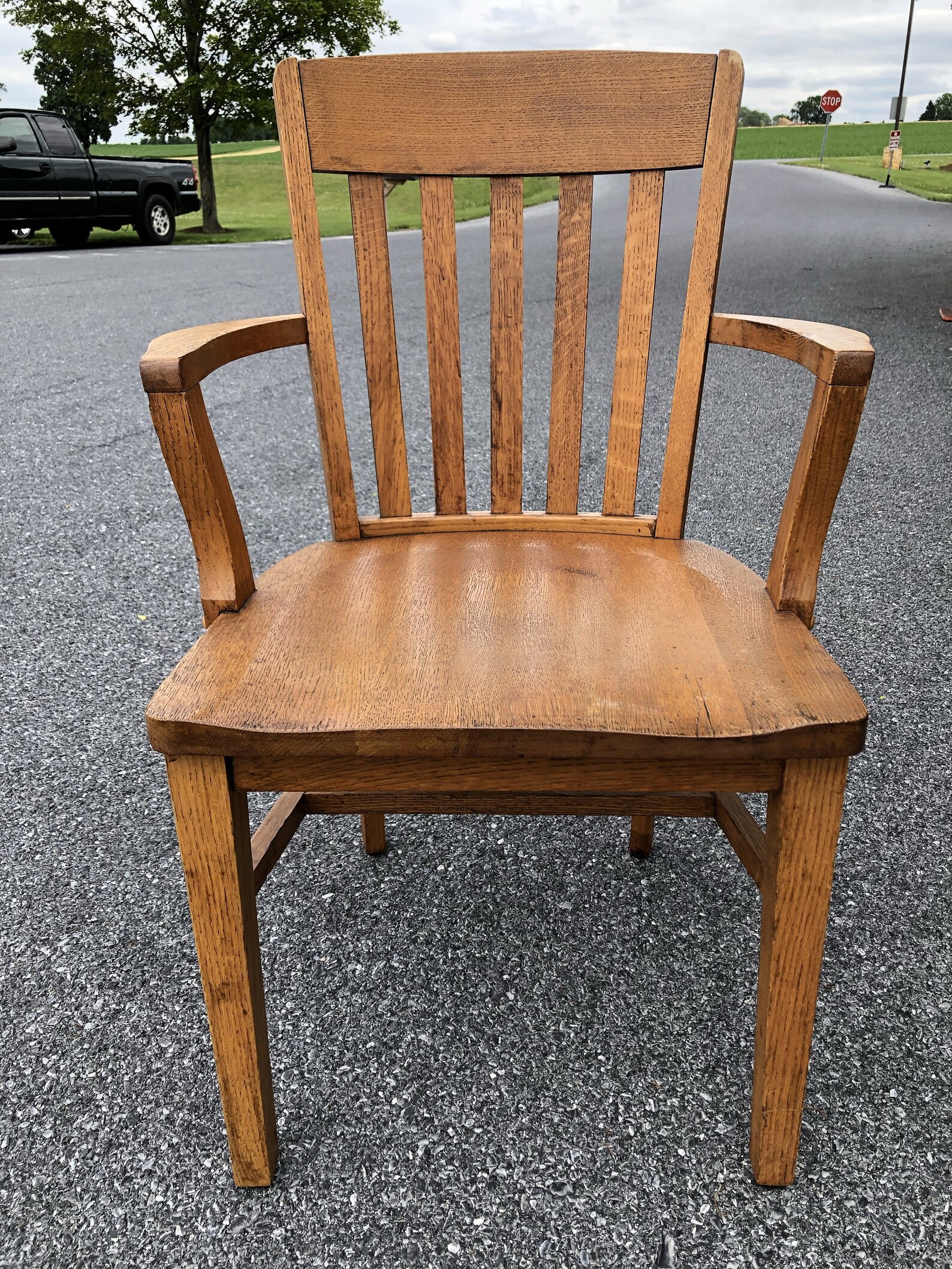 Vintage WOOD OFFICE CHAIR arm banker desk courthouse lawyer Etsy