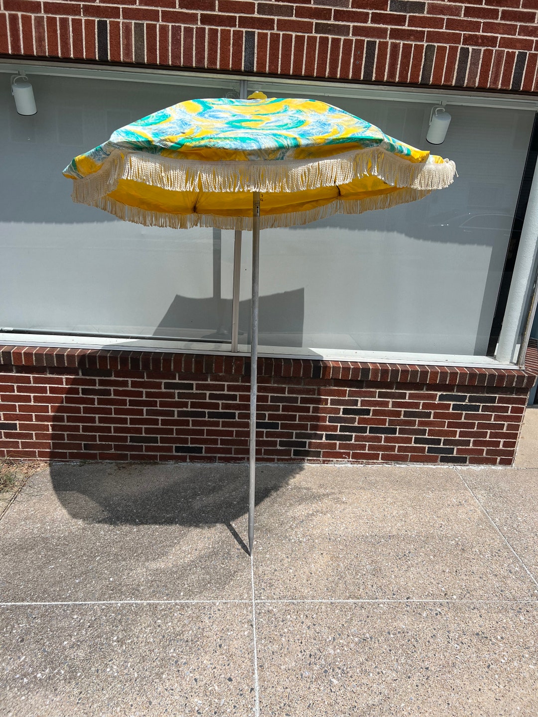 Mid Century Modern PATIO UMBRELLA Yellow Blue 6' Beach Etsy