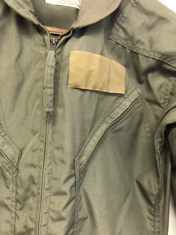 Vintage Flight Suit 40 L Military Green Coveralls… - image 3