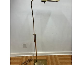 Vintage FLOOR LAMP Hollywood Regency reading light pharmacy banker brass STIFFEL