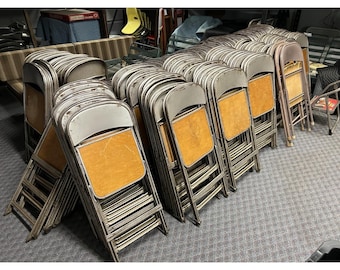 Vintage Folding Chair Lot x 125 CLARIN metal wood seat mid century modern dining