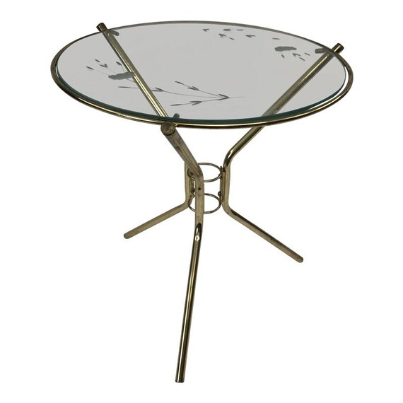 Vintage Gold Side Table Hollywood Regency Brass Round Mid Image 0