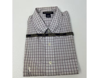Brooks Brothers Mens Non-Iron Cotton Plaid Dress Shirt Purple White XL NEW NWT