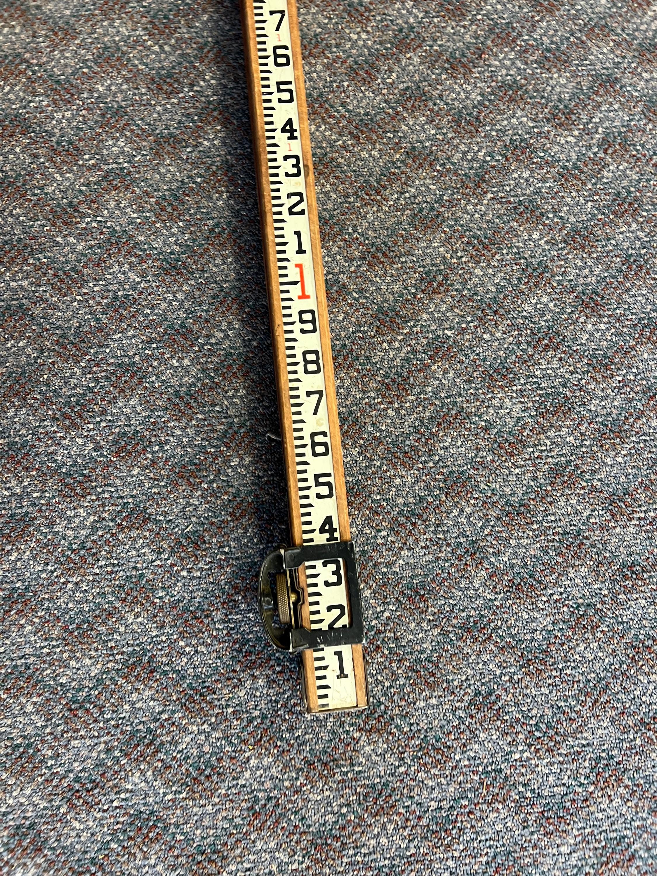 Vintage 12 Ft Wood Measuring Stick Surveying Grade Rod Rule Antique ...