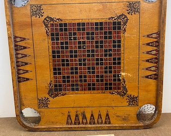 Vintage CARROM GAME BOARD Archareana double sided only americana man cave loft wall hanging folk art decor