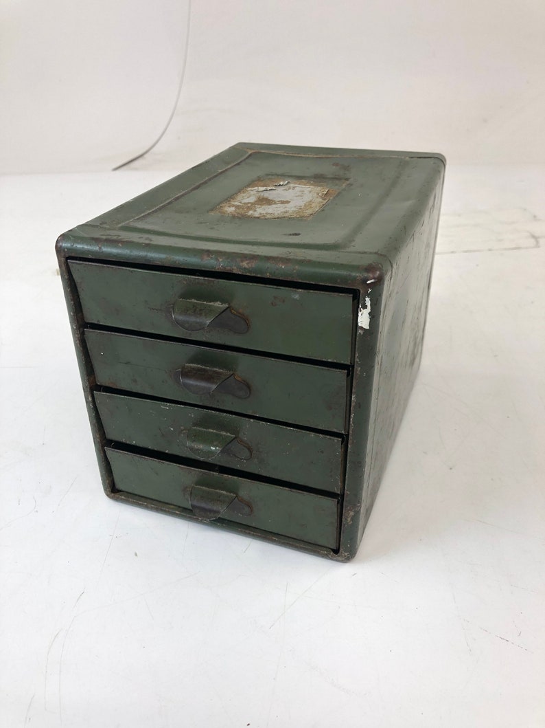 Vintage Metal Cabinet Organizer 4 Drawer Pull Out Parts Bin Etsy