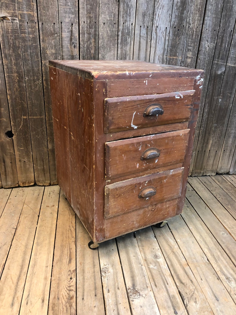 Vintage Industrial Wood File Cabinet Brown Filing Drawer Parts Etsy