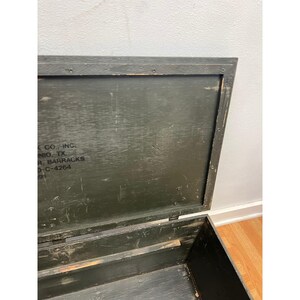 Vintage Military FOOT LOCKER Wood Trunk chest storage green box army US soldier afbeelding 15