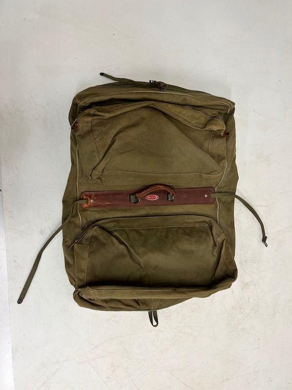 Vintage Military Garment Bag officer green WWII canva… Gem