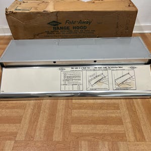 Vintage NuTone Range Hood aluminum NOS 42&quot; mid century modern kitchen stove vent 50s eichler ranch home appliance silver