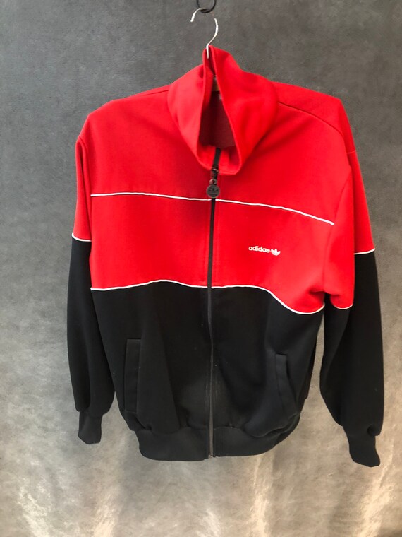 adidas track jacket black red