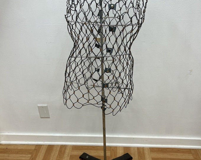 Vintage DRESS FORM Adjustable Metal Base Stand Industrial Mannequin ...