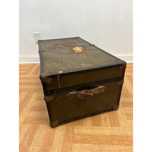 Vintage Military FOOT LOCKER Trunk chest storage green box army US soldier field image 8