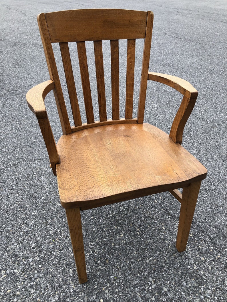 Vintage WOOD OFFICE CHAIR arm banker desk courthouse lawyer | Etsy