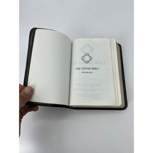 The Living Bible Paraphrased 1971 Tyndale House Black Cowhide Leather Binding zdjęcie 6
