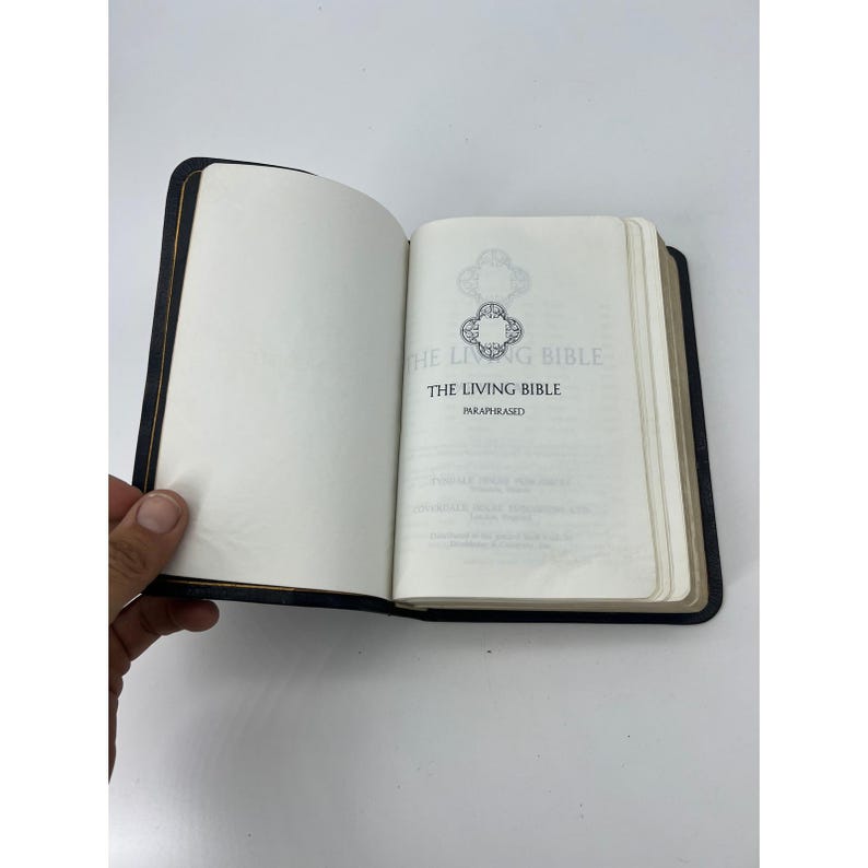 The Living Bible Paraphrased 1971 Tyndale House Black Cowhide Leather Binding zdjęcie 6