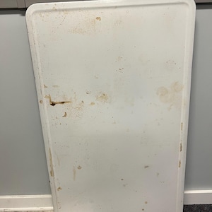Vintage Enamel Table Top - White & Blue Porcelain Country Farm Hoosier Style cabinet replacement 20s 30s cottage chic primitive